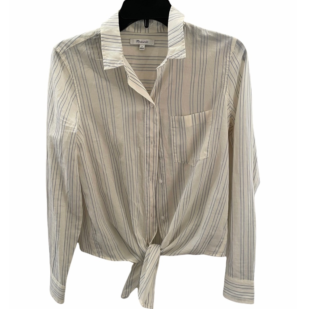madewell long sleeve blouse with front knot